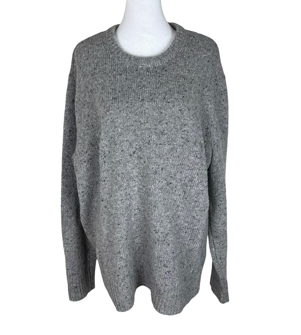 Madewell Merino Wool Alpaca Crewneck Sweater Marled Gray Minimalist Size XL